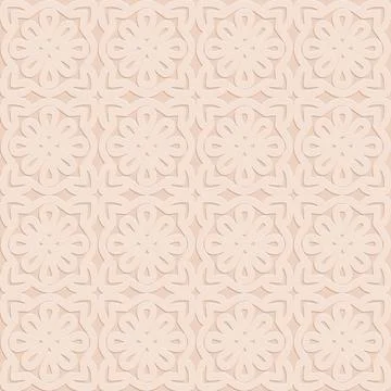 Perforated embossed seamless pattern on beige background, Arabic arabesque st Stock Illustration