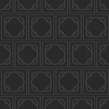 Perforated embossed seamless pattern on dark gray background, Arabic arabesqu Illustrazione stock