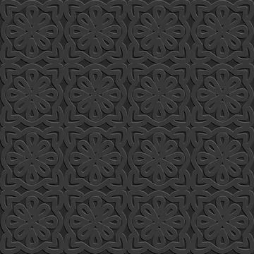Perforated embossed seamless pattern on dark gray background, Arabic arabesqu Illustrazione stock