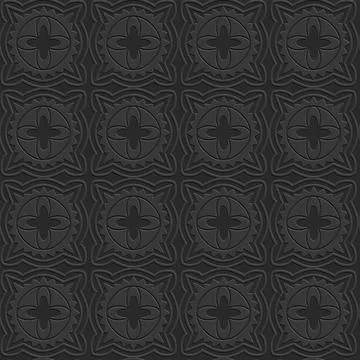 Perforated embossed seamless pattern on dark gray background, Arabic arabesqu Illustrazione stock