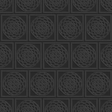Perforated embossed seamless pattern on dark gray background, Arabic arabesqu Illustrazione stock