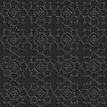 Perforated embossed seamless pattern on dark gray background, Arabic arabesqu Illustrazione stock