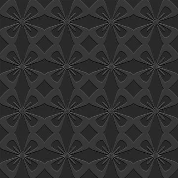 Perforated embossed seamless pattern on dark gray background, Arabic decorati 스톡 일러스트