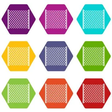 Perforated gate icon set color hexahedron Ilustração Stock