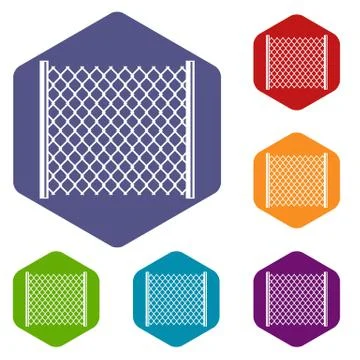 Perforated gate icons set hexagon Ilustração Stock