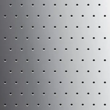Perforated metal, Silver background with small holes, industrial material, .. Stock Illustration