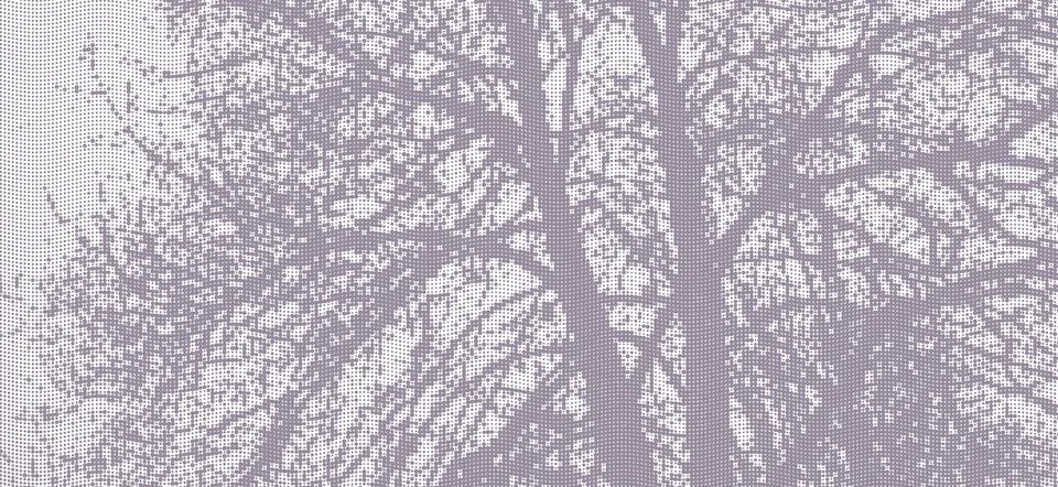 Perforated panel. Image of a tree made with dots. Abstract halftone background Stock Illustration