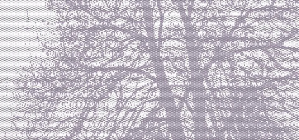 Perforated panel. Image of a tree made with dots. Abstract halftone background Stock Illustration