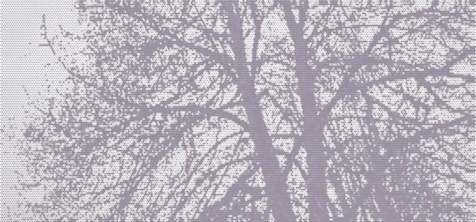 Perforated panel. Image of a tree made with dots. Abstract halftone background Stock Illustration