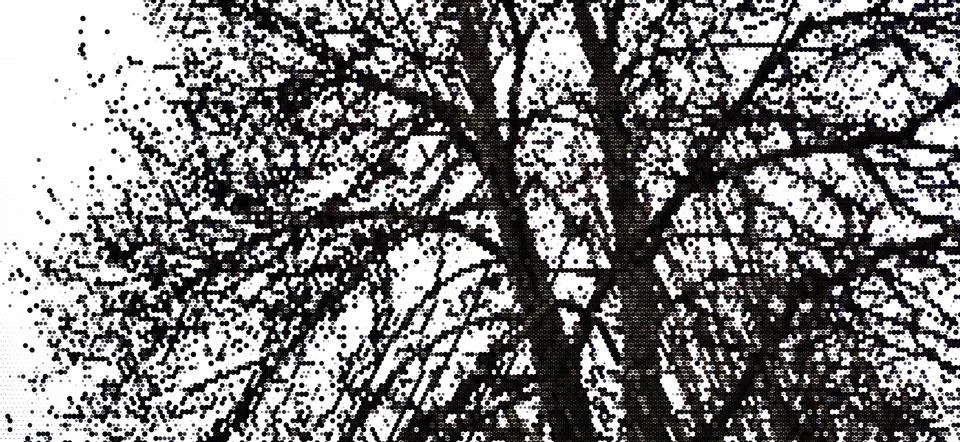 Perforated panel. Image of a tree made with dots. Abstract halftone background Stock Illustration