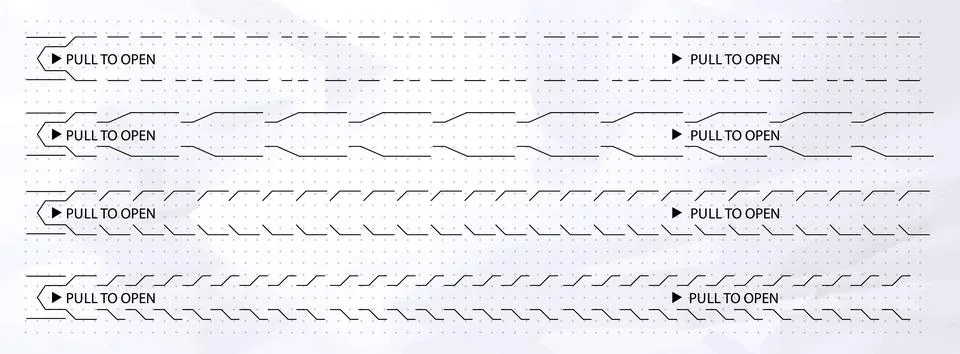 Perforated pull to open strip for paper package Stock Illustration