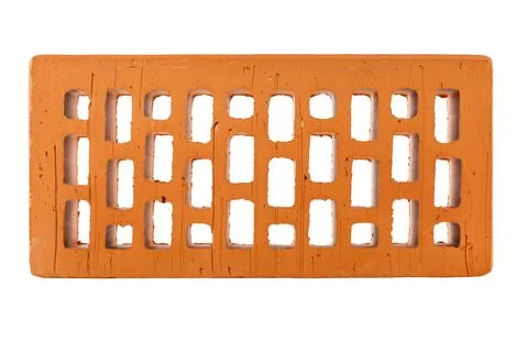 Perforated red brick isolated on white background Photos