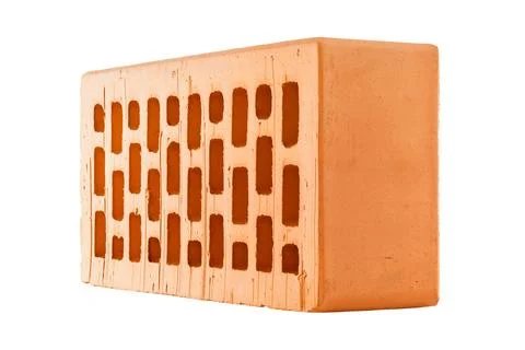 Perforated red brick isolated on white background Stock Photos
