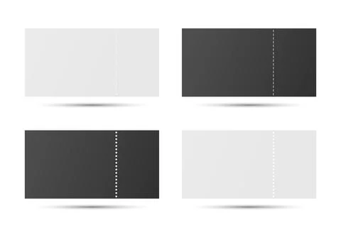 Perforated Ticket Stub Template Set, Vector Illustration. Blank Admission, .. Ilustração Stock