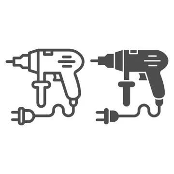 Perforator line and solid icon, house repair concept, Professional electric Stock Illustration