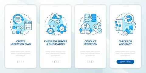 Perform CMS data transfer blue onboarding mobile app screen Stock Illustration