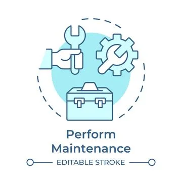 Perform maintenance soft blue concept icon Stock Illustration