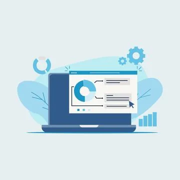 Performance Analysis and Data on Laptop Screen Vector Illustration Stock Illustration