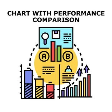 Performance analysis comparing business data chart icon 库存插图