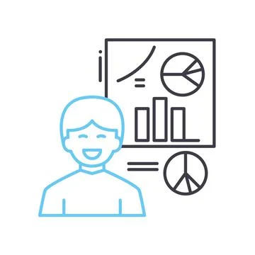 Performance analyst line icon, outline symbol, vector illustration, concept sign 스톡 일러스트
