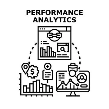 Performance analytics concept measuring business data and growth Stock Illustration
