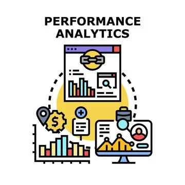 Performance analytics concept measuring business data and growth Stock Illustration