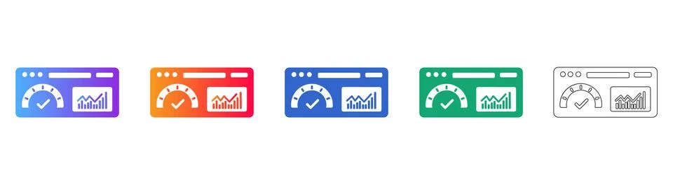 Performance Analytics Dashboard Icons Illustrazione stock