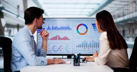 Performance Analytics Dashboard Tech On PC Screen. Computer Dashboard Stock Photos
