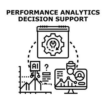 Performance analytics decision support system optimizing business process Stock Illustration