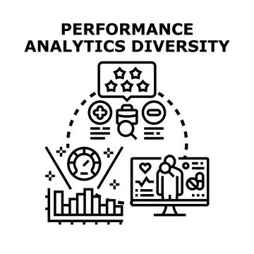 Performance analytics diversity combining business data concept Stock Illustration