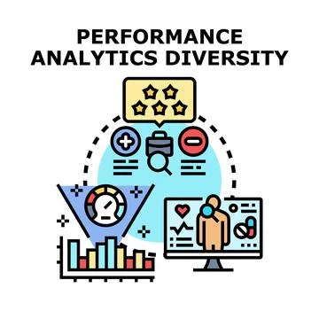 Performance analytics diversity combining business data concept Stock Illustration