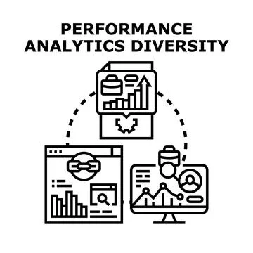 Performance analytics diversity connecting business data Stock Illustration
