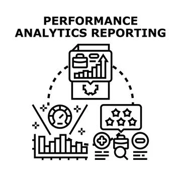 Performance analytics reporting business data optimization concept Stock Illustration