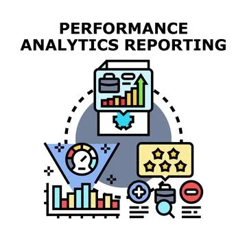 Performance analytics reporting business data optimization concept Stock Illustration