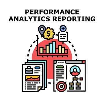 Performance analytics reporting for data management and business Illustrazione stock