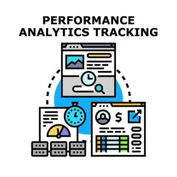 Performance analytics tracking business data optimization concept Stock Illustration
