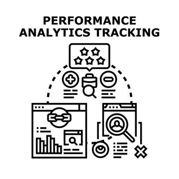 Performance analytics tracking business data optimization concept Stock Illustration