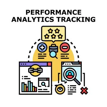 Performance analytics tracking business data optimization concept Ilustración de archivo