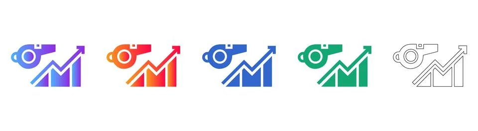 Performance Analytics Whistle Icon Set Stock Illustration