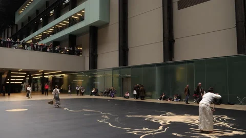 Performance artists at the Tate Modern museum. London, UK. Stock Footage 204789053