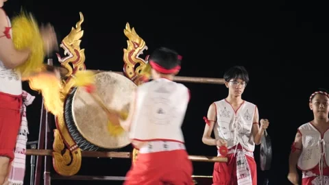 Performance of Asian traditional drummers Stock Footage 270168051