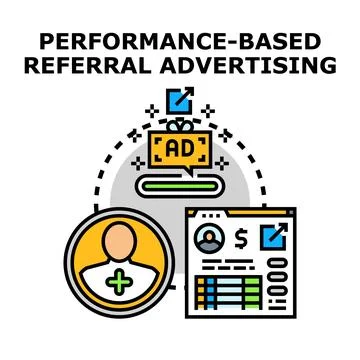 Performance based referral advertising concept illustration 스톡 일러스트