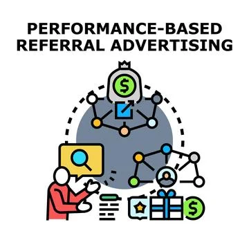 Performance based referral advertising marketing concept Illustrazione stock