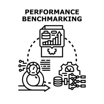 Performance benchmarking analyzing business metrics and growth Stock Illustration