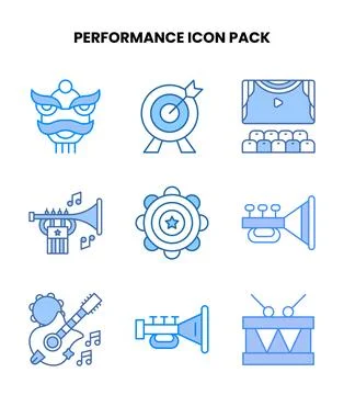 Performance Blue Bundle Icons Pack Stock Illustration