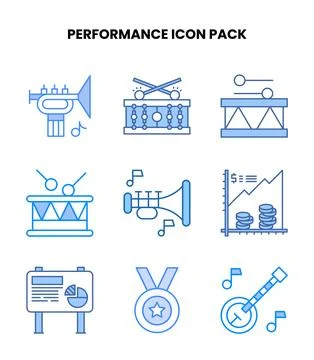Performance Blue Design Icons Pack Stock Illustration