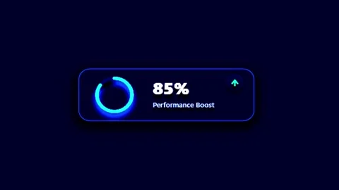 Performance Boost interface animation with 18 percent circular loading bar .. Video stock 344710048