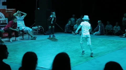 Performance of Boy Break Dance on the Dance Floor Stock Footage 59894979