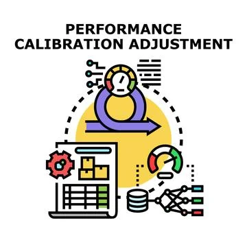 Performance calibration adjustment process optimizing business analytics Illustrazione stock