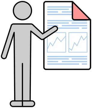 Performance with chart. Financial accounting report on board. Manager shows イラスト素材